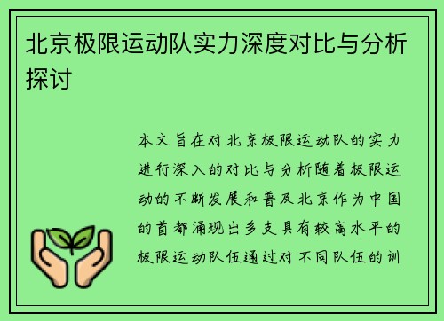 北京极限运动队实力深度对比与分析探讨